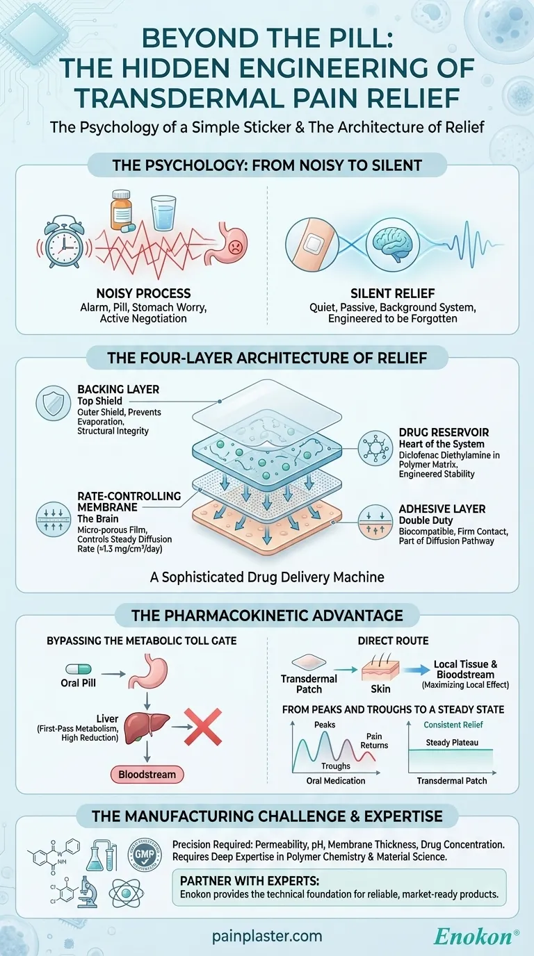 Más allá de la píldora: la ingeniería oculta del alivio del dolor transdérmico Guía Visual