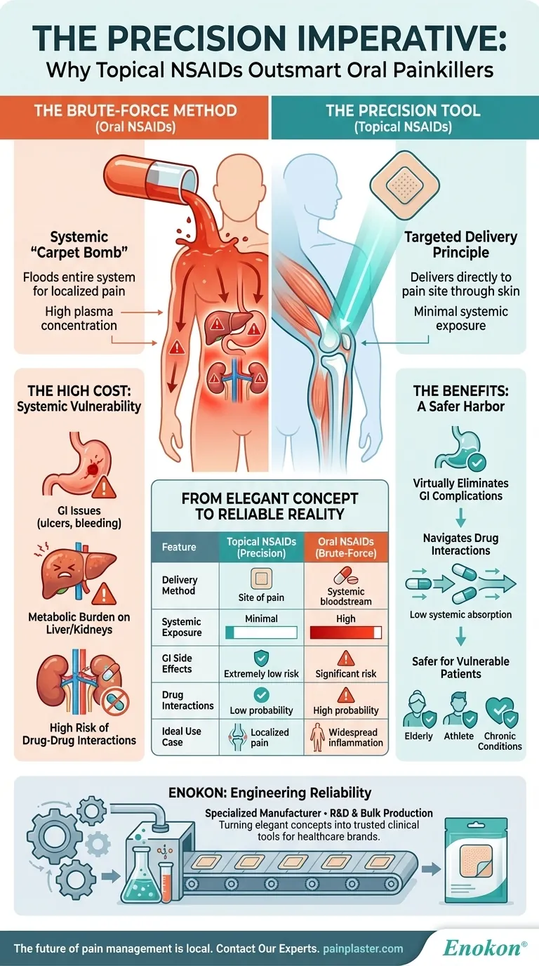 El Imperativo de la Precisión: Por Qué los AINE Tópicos Superan a los Analgésicos Orales Guía Visual