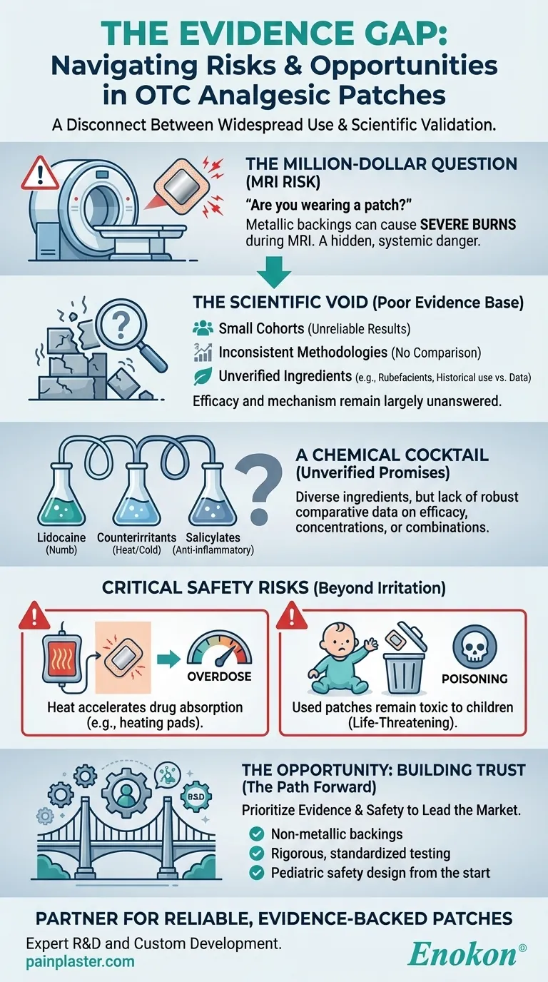 A Lacuna de Evidências: Navegando pelos Riscos e Oportunidades em Adesivos Analgésicos de Venda Livre Guia Visual