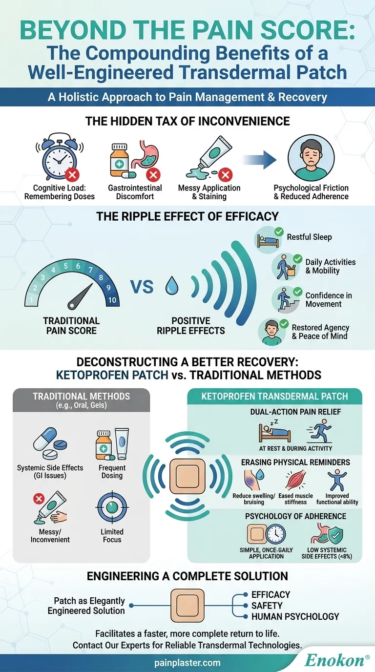 Más allá de la puntuación del dolor: los beneficios acumulativos de un parche transdérmico bien diseñado Guía Visual