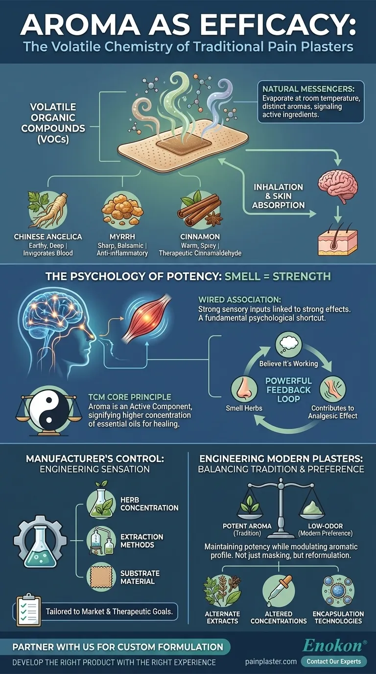 Aroma como Eficácia: A Química Volátil por Trás dos Adesivos Tradicionais para Dor Guia Visual