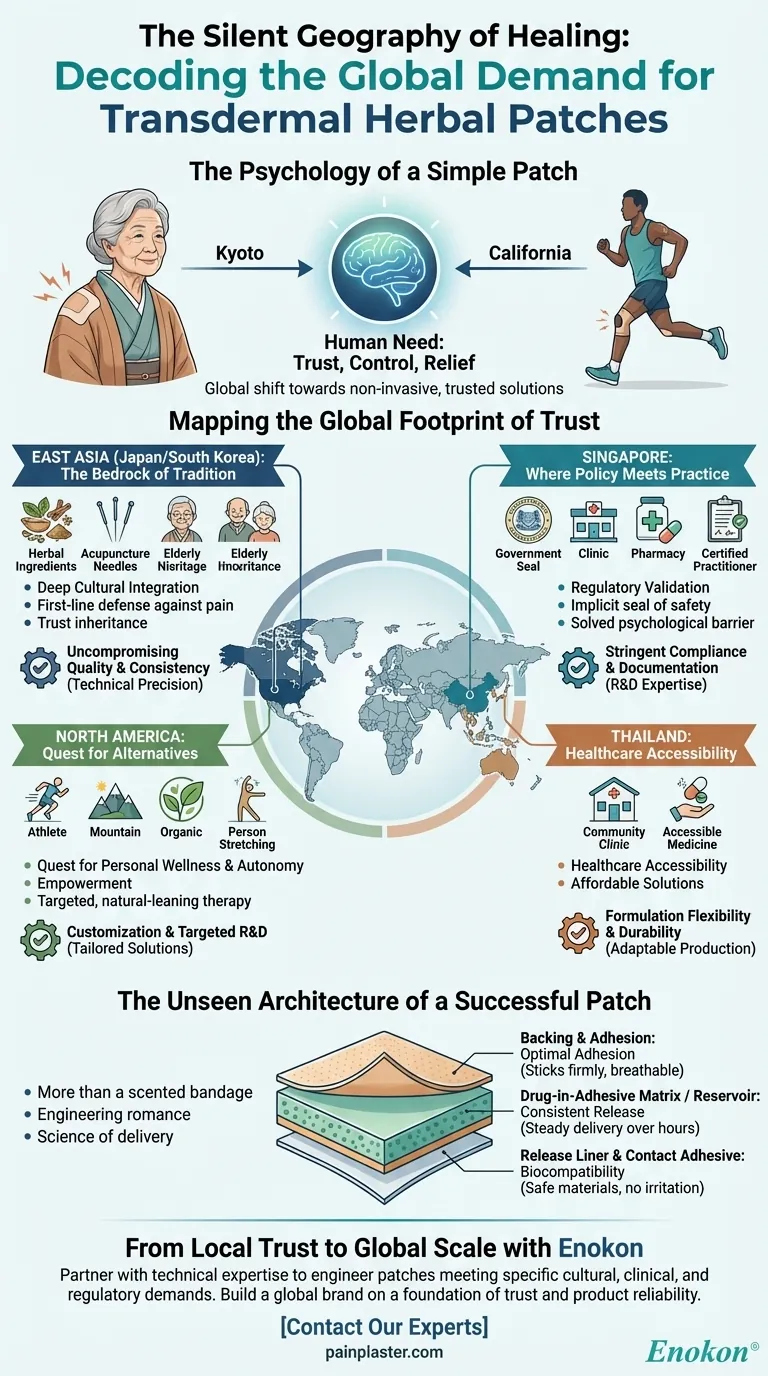 癒しの静かな地理：経皮ハーブパッチの世界的な需要を解読する ビジュアルガイド