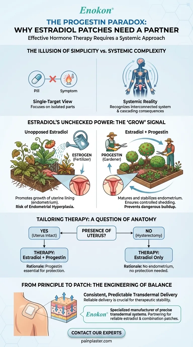 Das Progestin-Paradoxon: Warum Östradiol-Pflaster einen Partner brauchen Visuelle Anleitung
