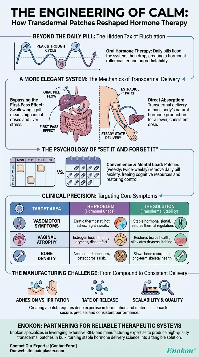 The Engineering of Calm: How Transdermal Patches Reshaped Hormone Therapy Visual Guide
