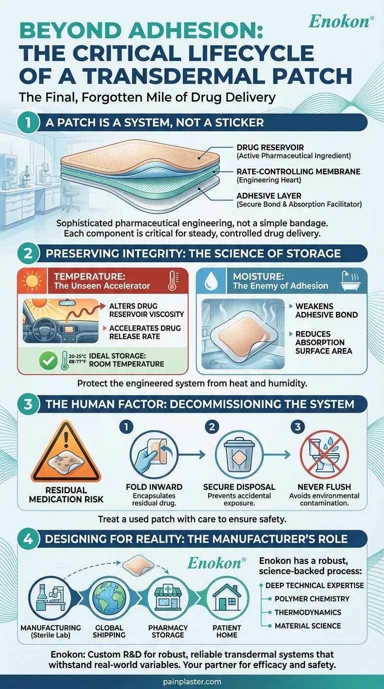 Más allá de la Adhesión: El Ciclo de Vida Crítico de un Parche Transdérmico Guía Visual