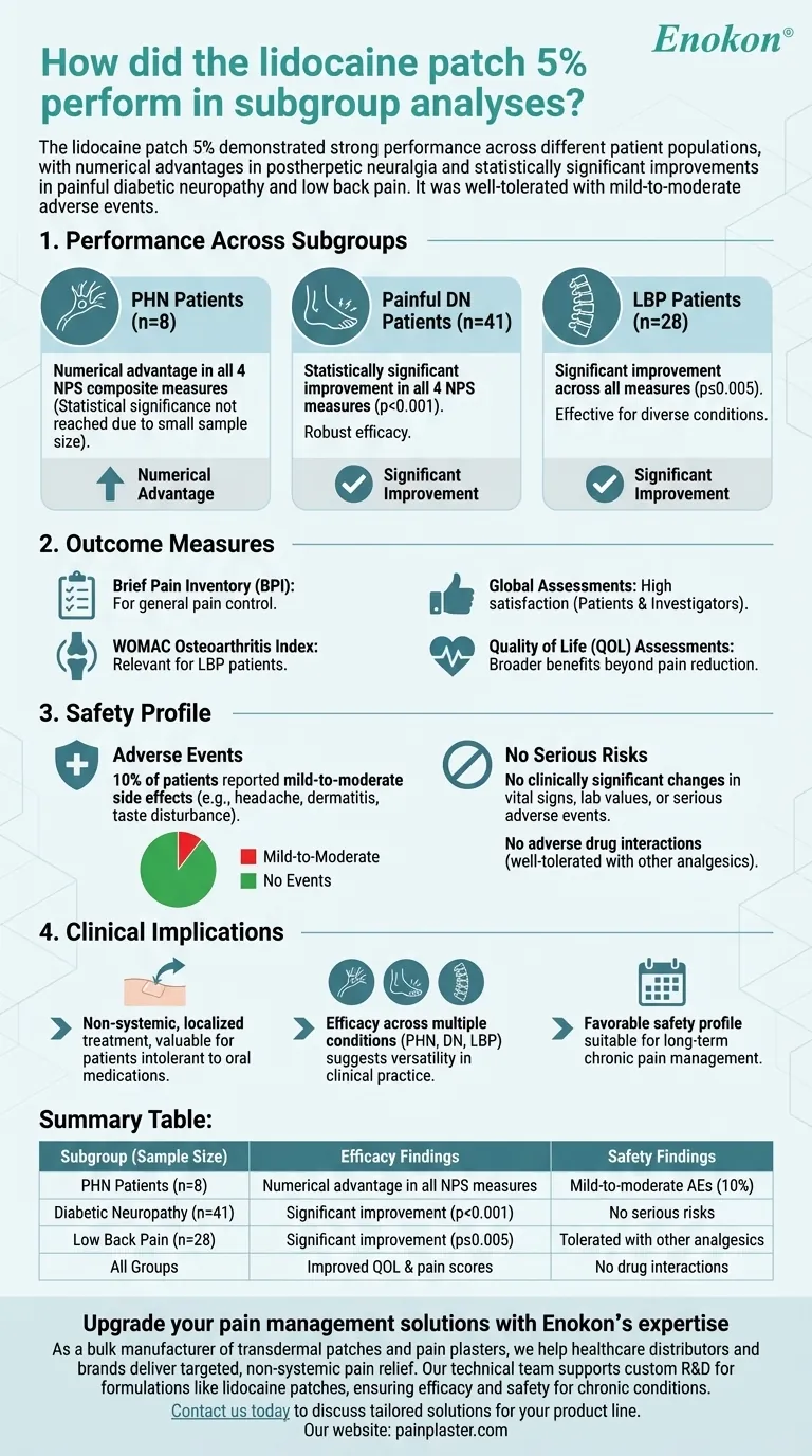 5%利多卡因贴片在亚组分析中的表现如何？缓解慢性疼痛的主要研究结果 图解指南