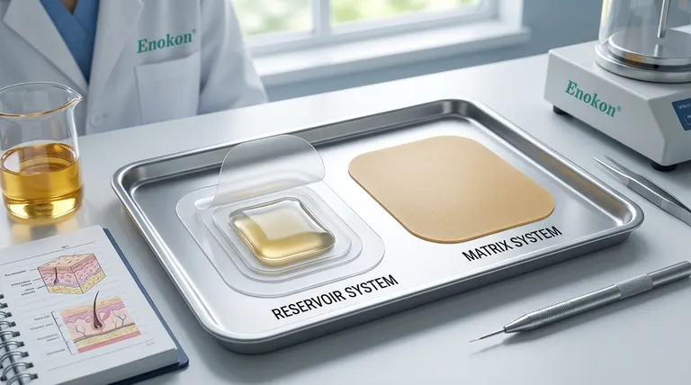 What are the two main types of transdermal systems? Reservoir vs. Matrix Patch Design Explained