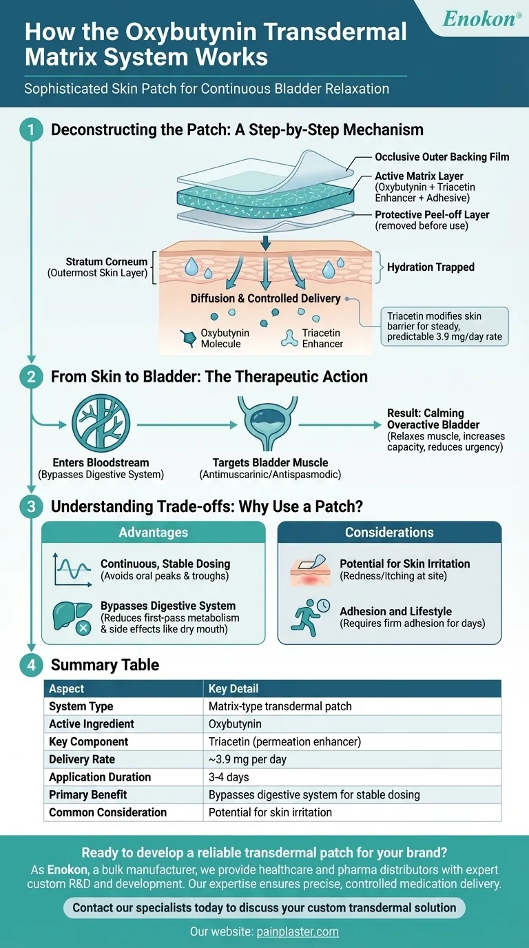 Как работает трансдермальная матричная система с оксибутинином?| Усовершенствованное лечение мочевого пузыря Визуальное руководство