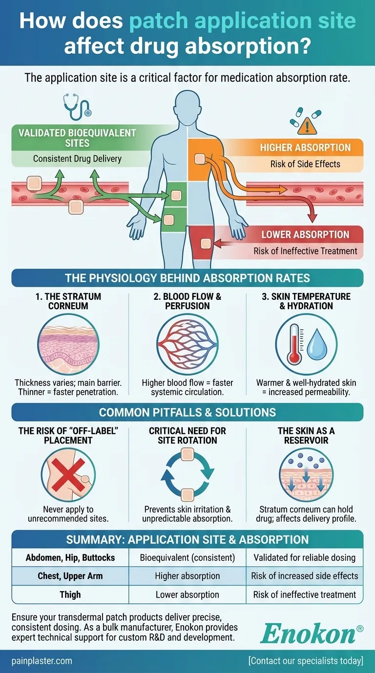 パッチの貼付部位は薬物吸収にどう影響するか？より良い結果を得るための貼付位置の最適化 ビジュアルガイド