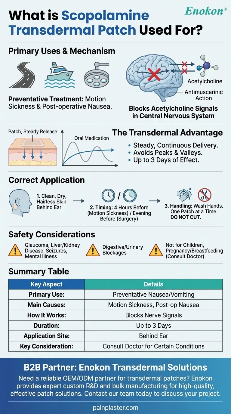 スコポラミン経皮吸収パッチは何に使用されますか？吐き気と乗り物酔いを効果的に防ぐ ビジュアルガイド