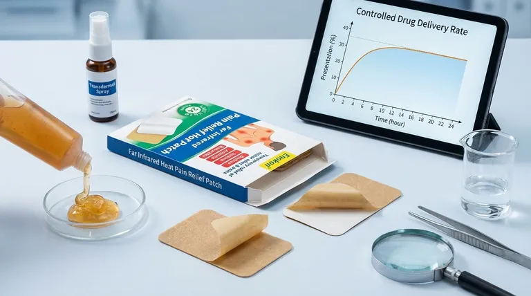 所讨论的透皮药物的通用名称和剂型是什么?主要实例和优点