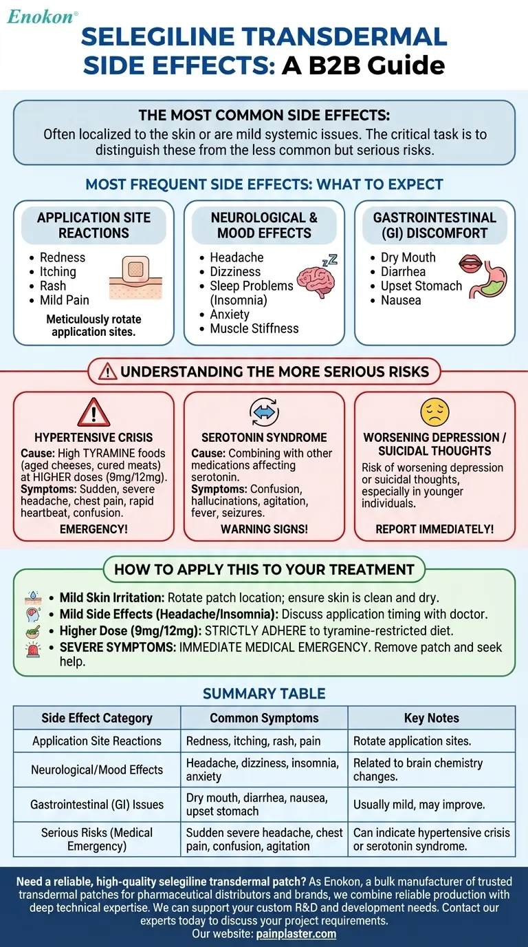 セレギリン経皮投与に関連する一般的な副作用とは？皮膚反応と全身作用の管理 ビジュアルガイド