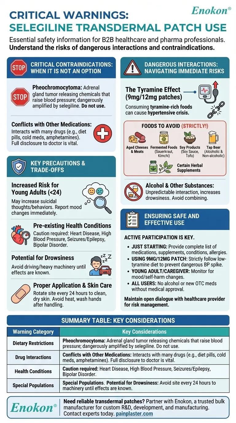 セレギリン経皮吸収型製剤を使用する前に考慮すべき警告とは？主な注意事項で安全な使用を確保する ビジュアルガイド