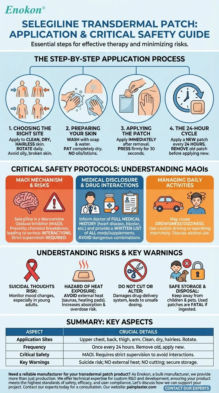 How should selegiline transdermal be applied and used? A Guide to Safe and Effective Patch Application Visual Guide
