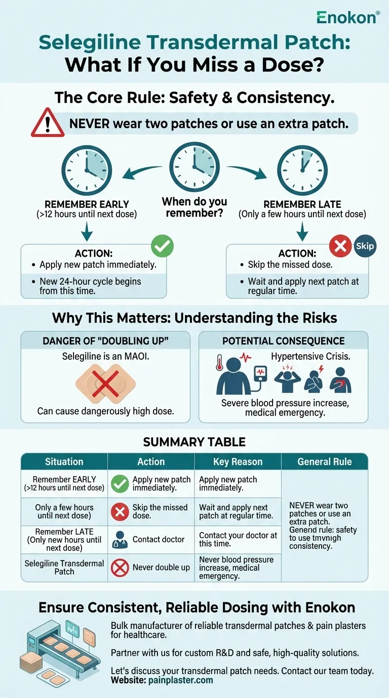 O que fazer em caso de esquecimento de uma dose de selegilina transdérmica?Siga estes passos para uma utilização segura Guia Visual