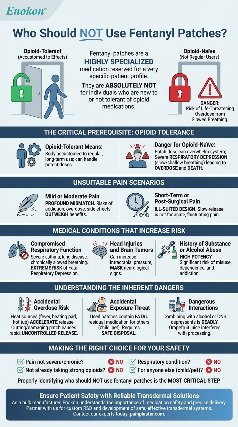 フェンタニルパッチを使用してはいけない人とは？主な禁忌と安全性リスク ビジュアルガイド