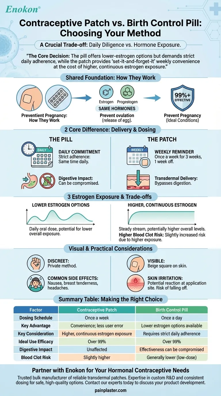 Quais são os principais factores a considerar ao escolher entre o adesivo contracetivo e a pílula contraceptiva?Comparar a eficácia e a conveniência Guia Visual