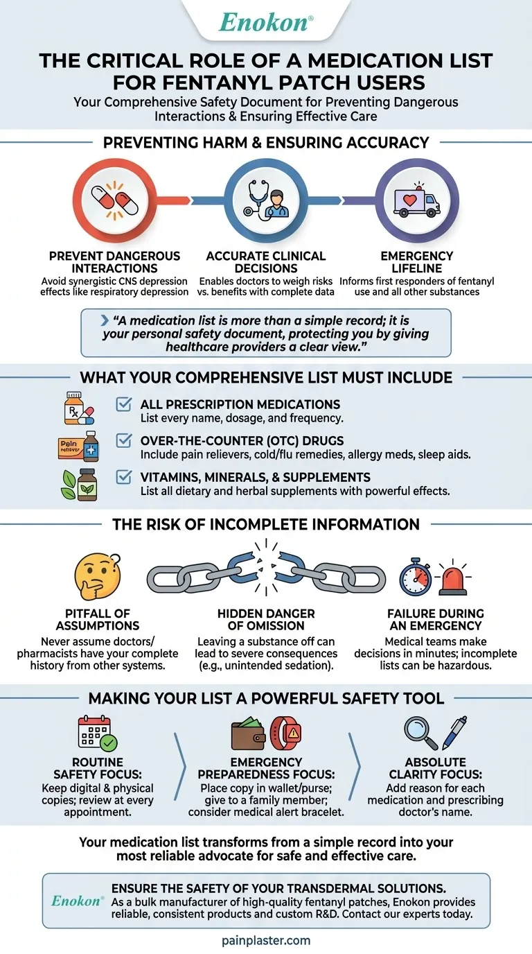 为什么维护药物清单对芬太尼贴剂使用者很重要？确保安全和防止用药过量 图解指南
