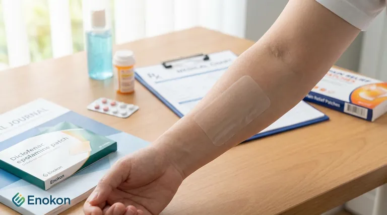 研究中使用的双氯芬酸表氯胺贴片的成分是什么?主要成分与设计说明