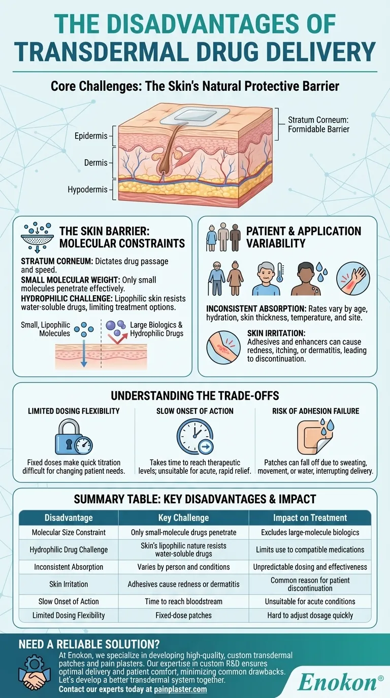 経皮薬物送達の欠点とは？考慮すべき主な制限事項 ビジュアルガイド