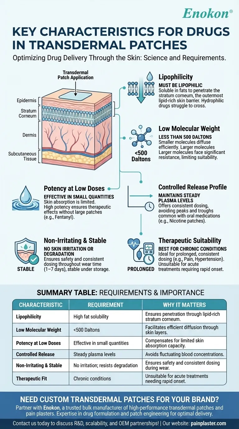 経皮吸収パッチによる薬物投与に必要な特性とは？効果的なデリバリーのための主な特徴 ビジュアルガイド