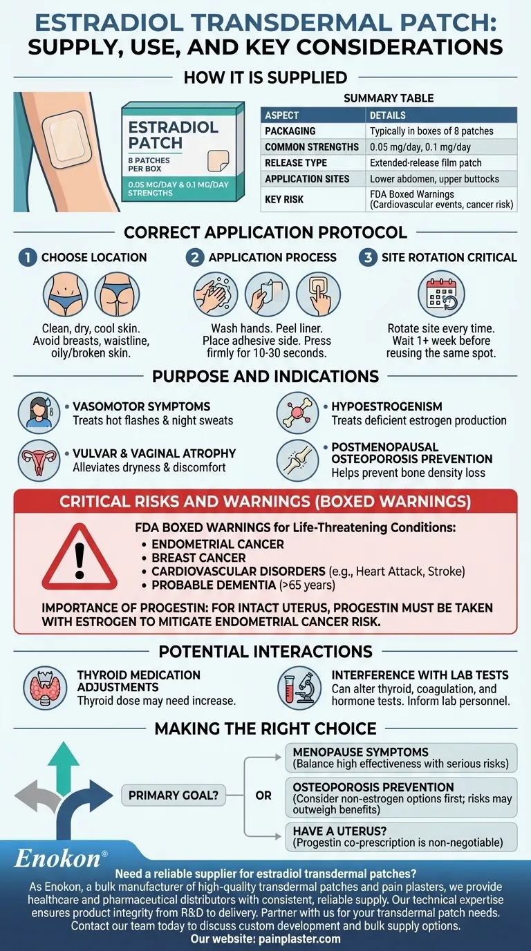 ¿Cómo se suministra el parche transdérmico de estradiol?Presentación y posología Guía Visual