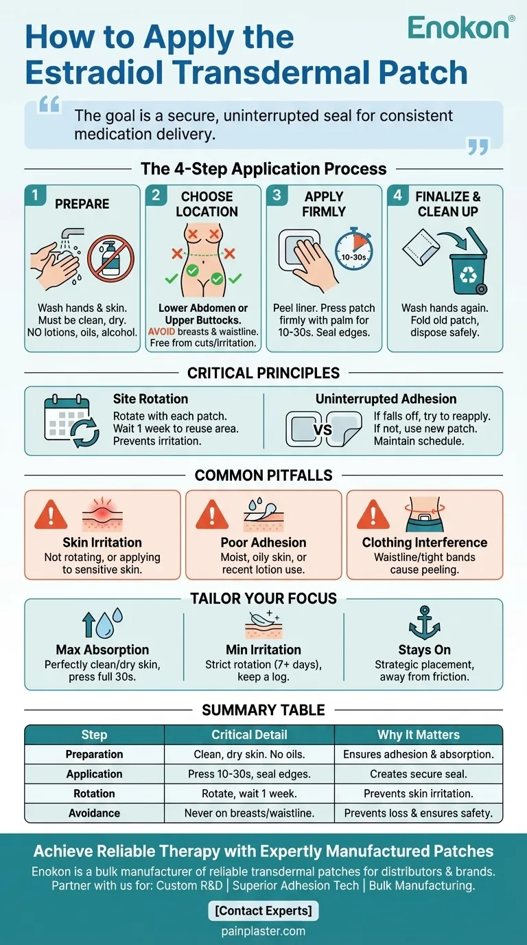 How should the estradiol transdermal patch be applied? A Step-by-Step Guide for Safe & Effective Use Visual Guide