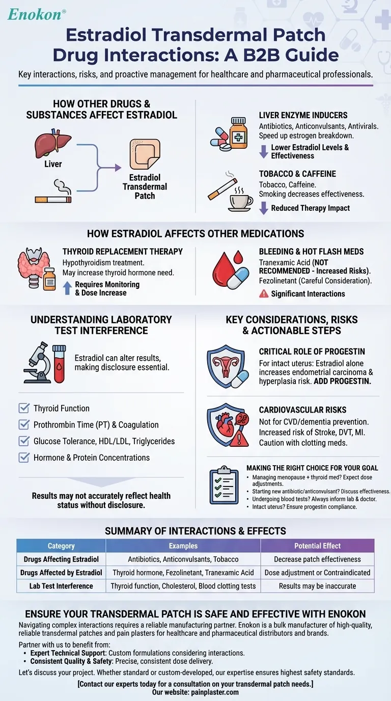 Quais são as interações medicamentosas com o adesivo transdérmico de estradiol?Principais riscos e dicas de monitorização Guia Visual