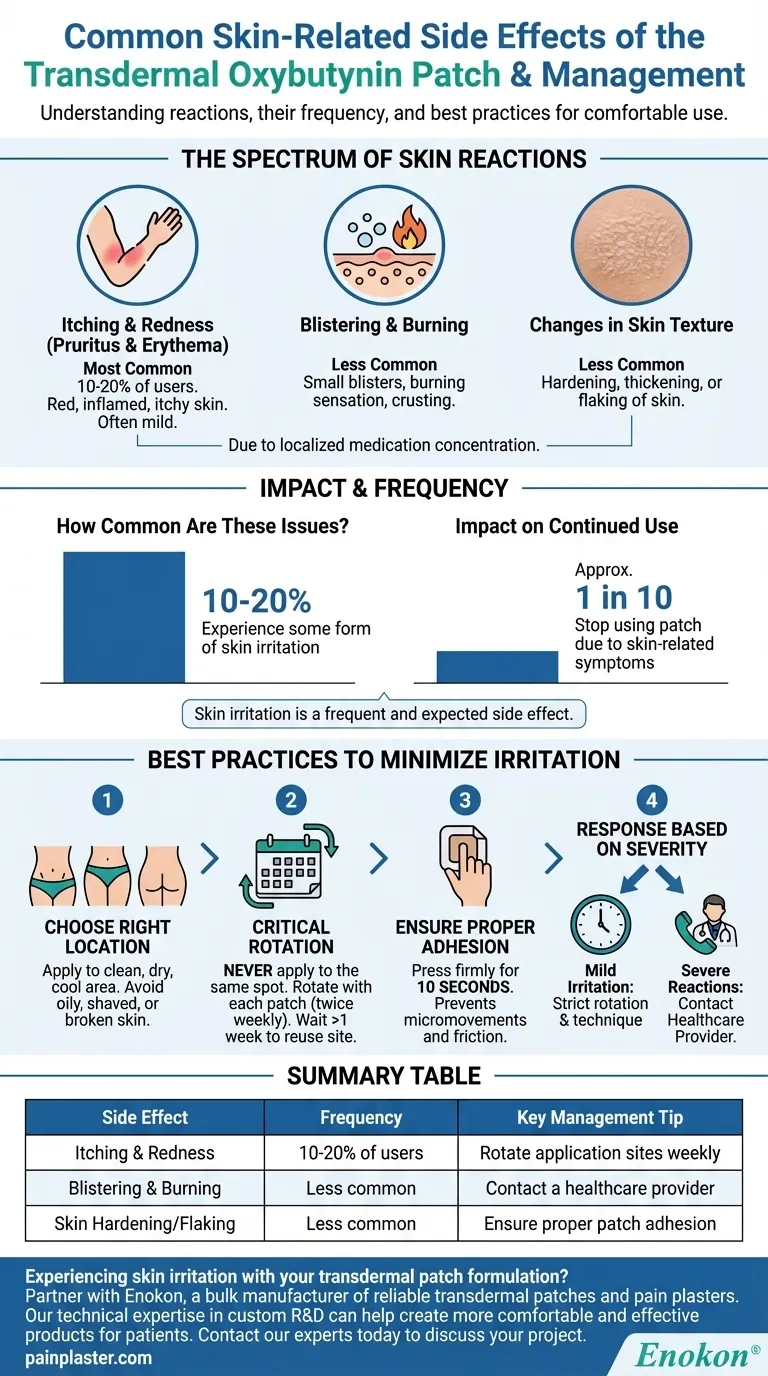 ¿Cuáles son los efectos secundarios cutáneos más frecuentes del parche transdérmico de oxibutinina?Control de la irritación y las reacciones alérgicas Guía Visual