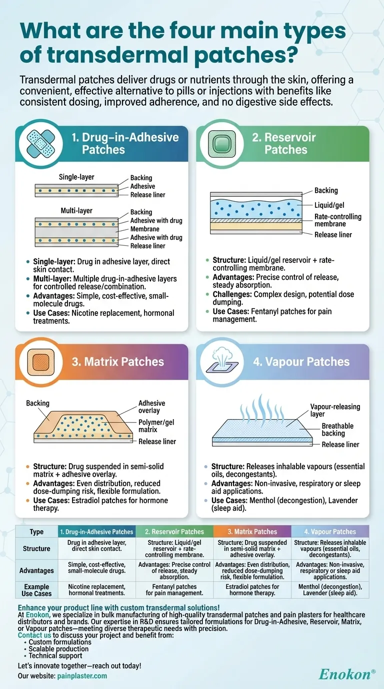 経皮パッチの主な4つのタイプとは？そのユニークな効能 ビジュアルガイド