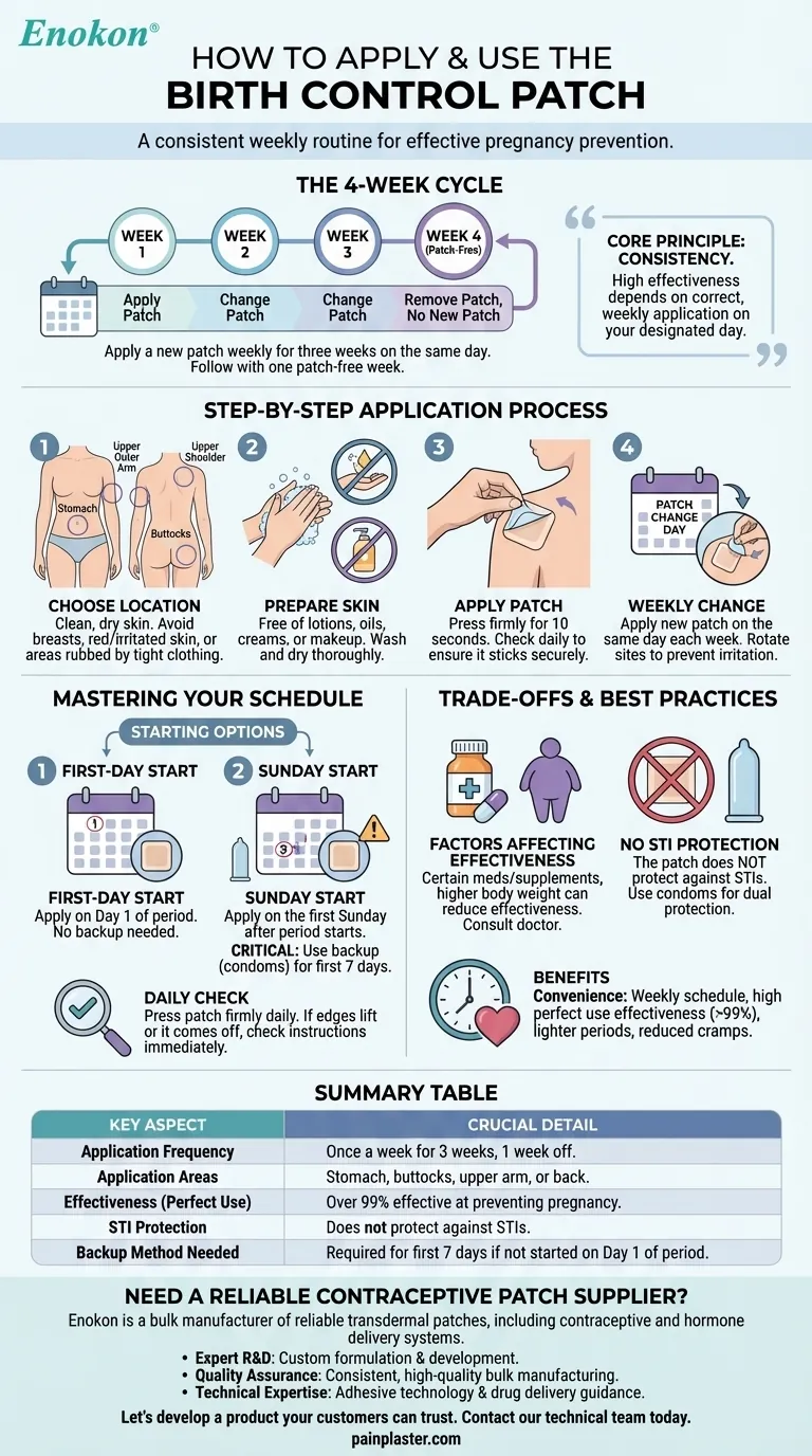 كيف يتم تطبيق واستخدام لاصقة منع الحمل؟دليل لمنع الحمل الآمن والفعال دليل مرئي