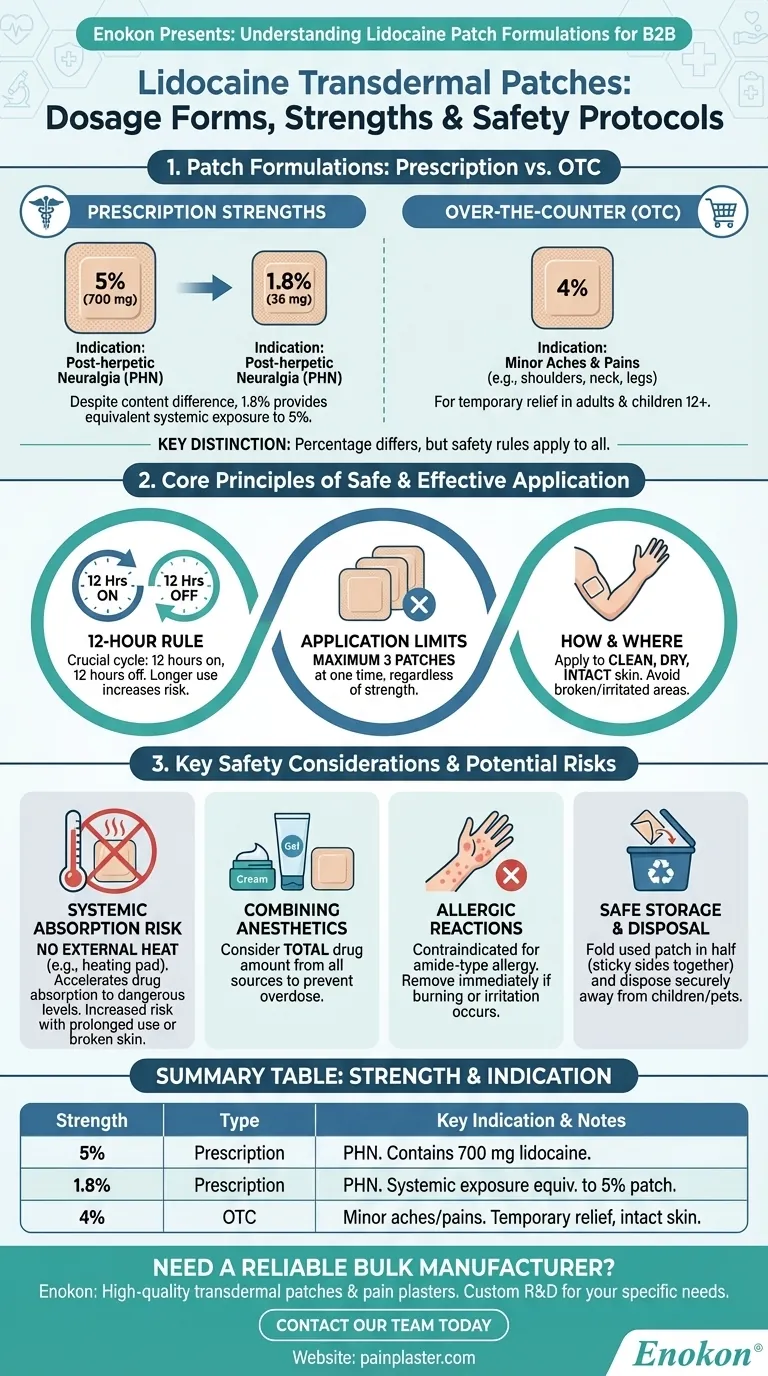¿Cuáles son las dosis y concentraciones de los parches transdérmicos de lidocaína?Opciones clave y pautas de uso Guía Visual