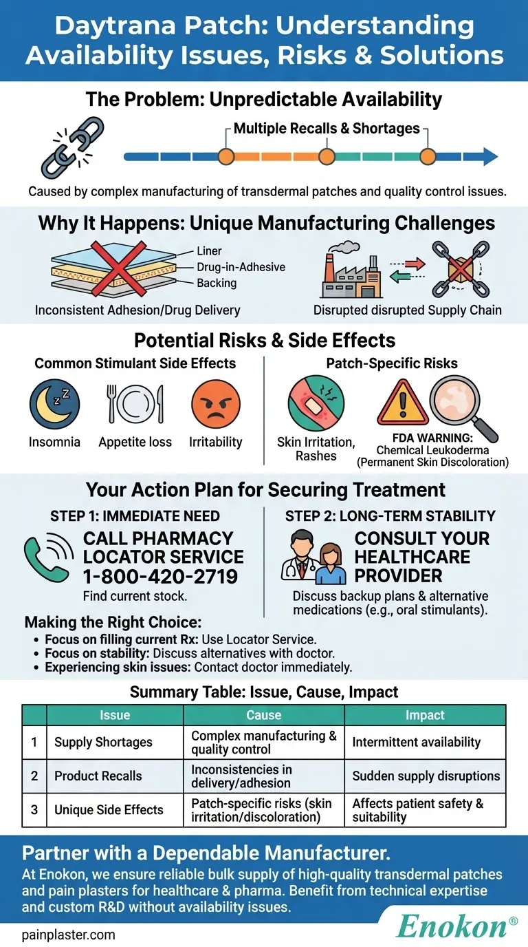 Daytranaパッチの入手可能性の問題とは？ADHD治療薬の不足に対処する ビジュアルガイド