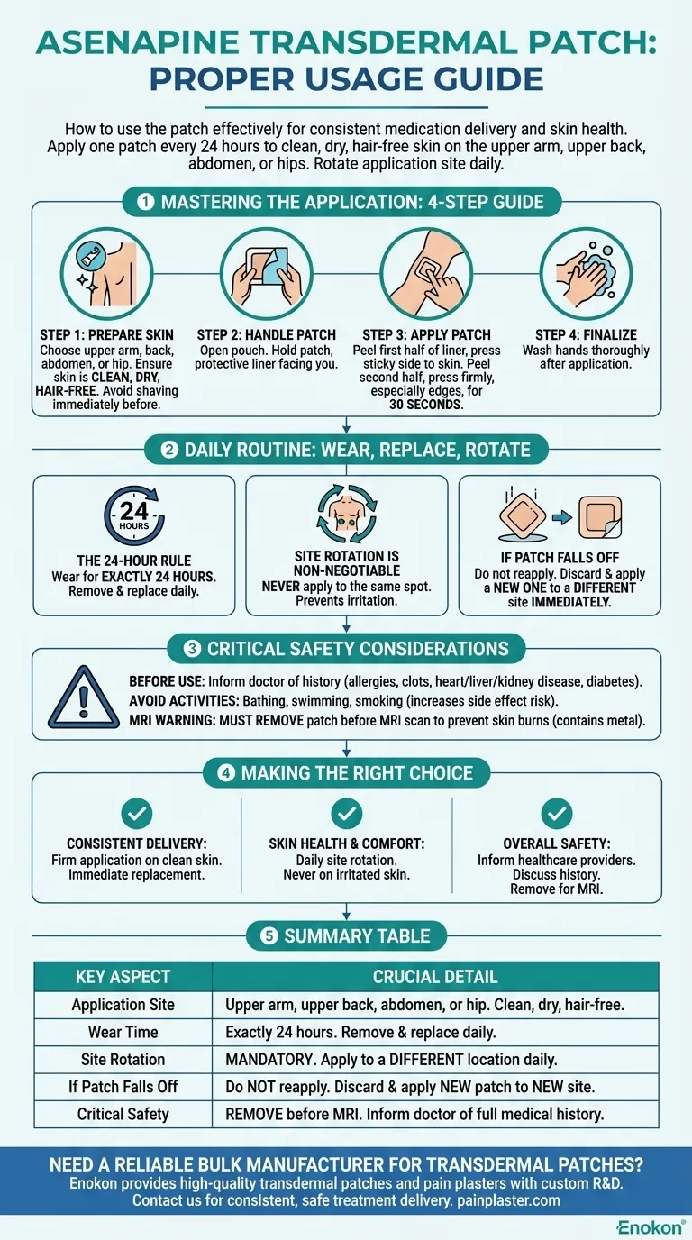 アセナピン経皮吸収パッチの正しい使用法は？最適な結果を得るための必須使用ガイド ビジュアルガイド