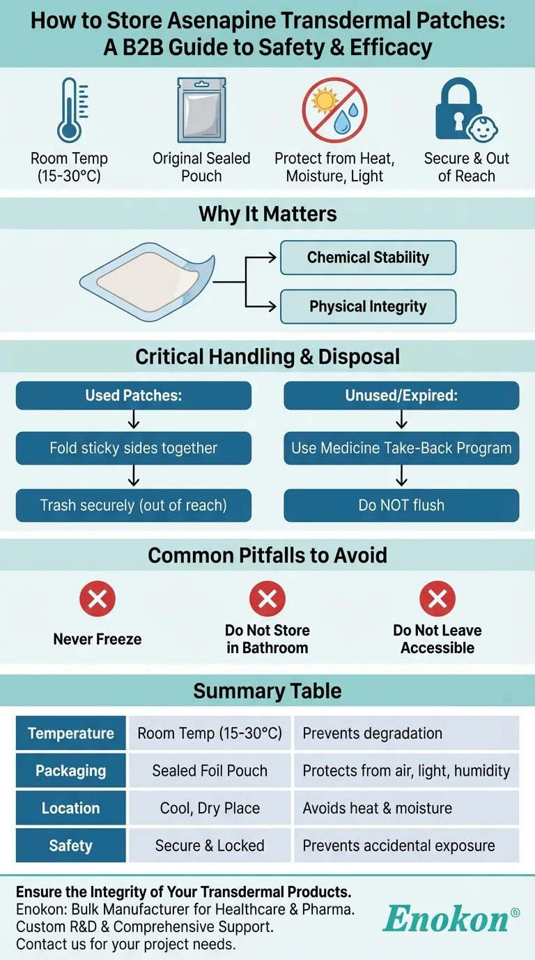 How should asenapine transdermal patches be stored? A Guide to Ensuring Safety and Efficacy Visual Guide