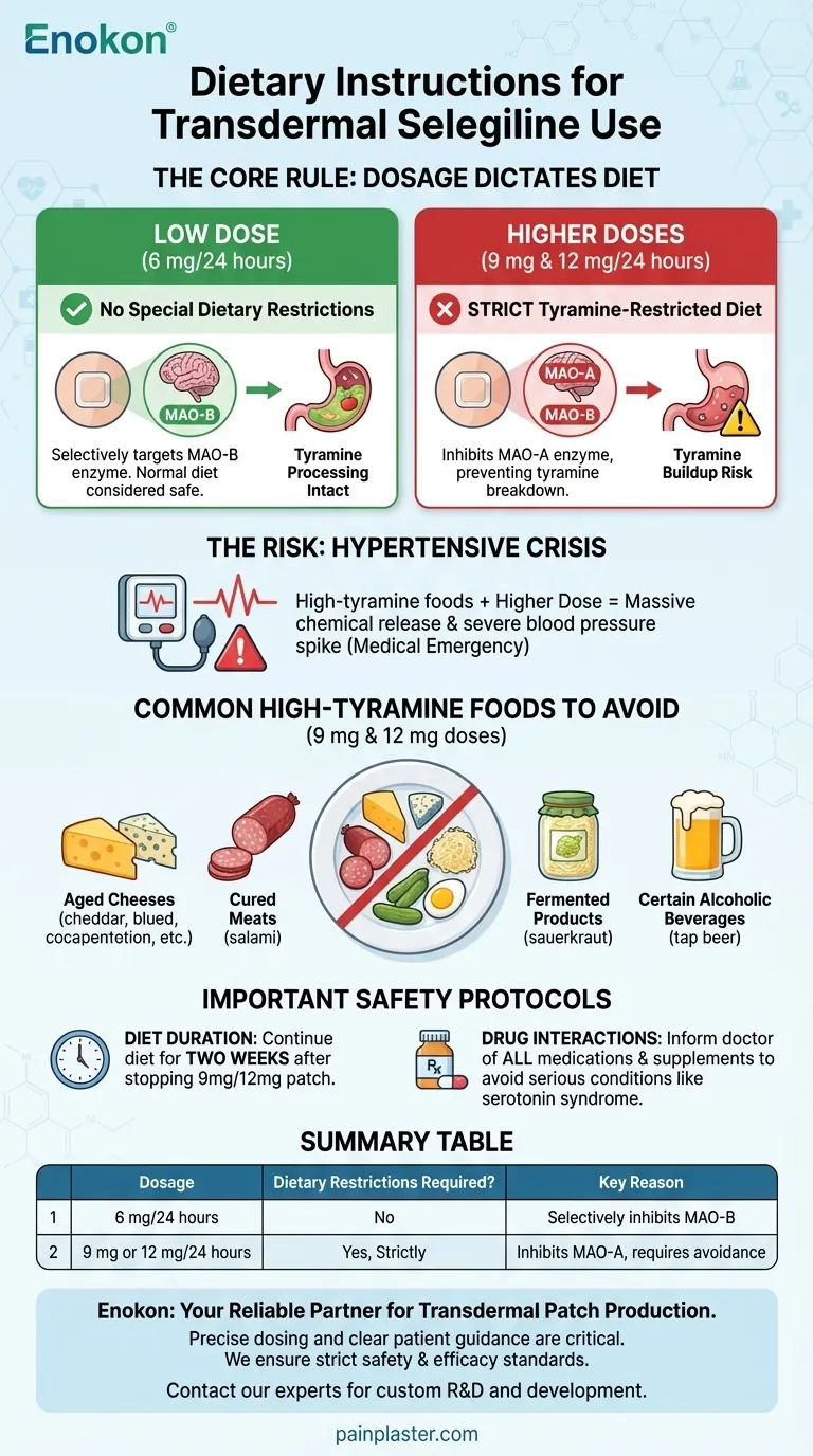 経皮吸収型セレギリン使用中はどのような食事指導に従うべきか？安全使用のための主なガイドライン ビジュアルガイド