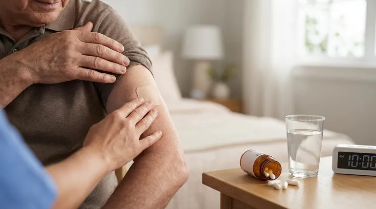 リバスチグミン経皮パッチの、従来の内服治療に対する利点は何ですか?