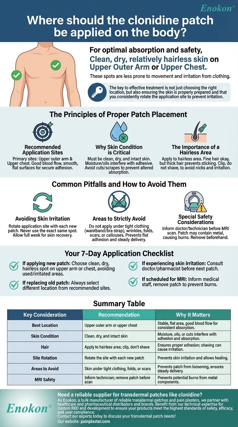 Onde é que o adesivo de clonidina deve ser aplicado no corpo?Colocação óptima para uma eficácia máxima Guia Visual