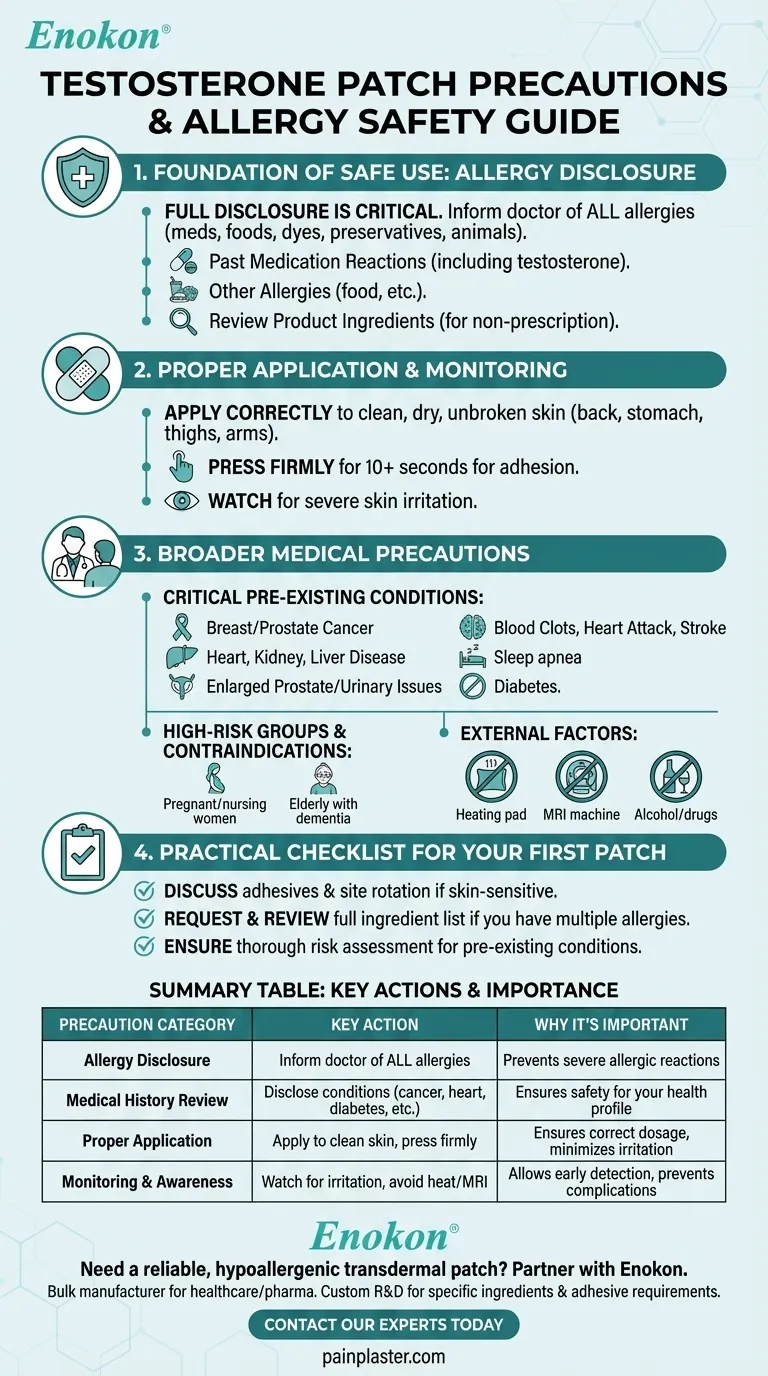テストステロン経皮パッチを使用する前に、アレルギーに関してどのような注意を払うべきか？必須安全性ガイド ビジュアルガイド