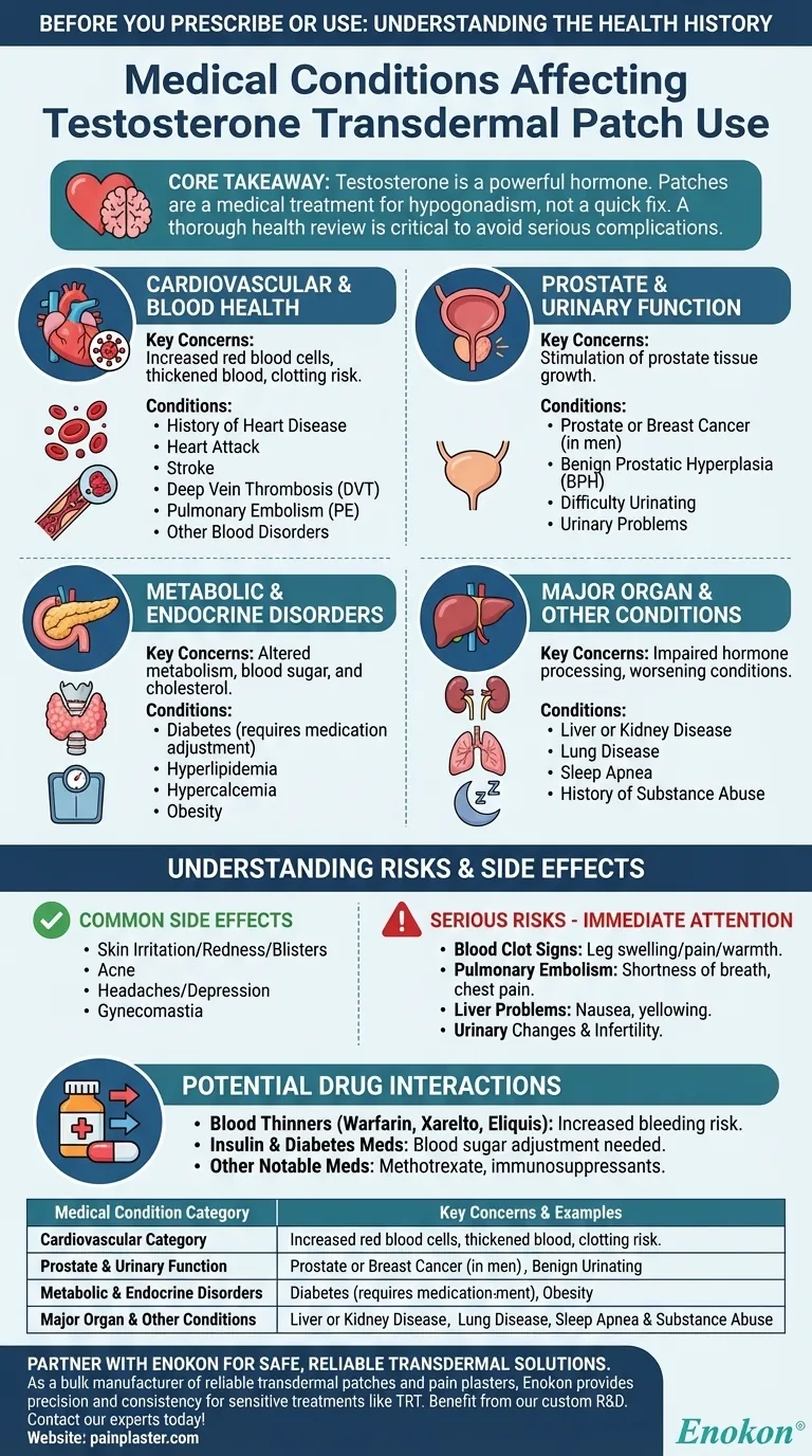 Que condições médicas podem afetar a utilização de adesivos transdérmicos de testosterona?Principais riscos e diretrizes de segurança Guia Visual