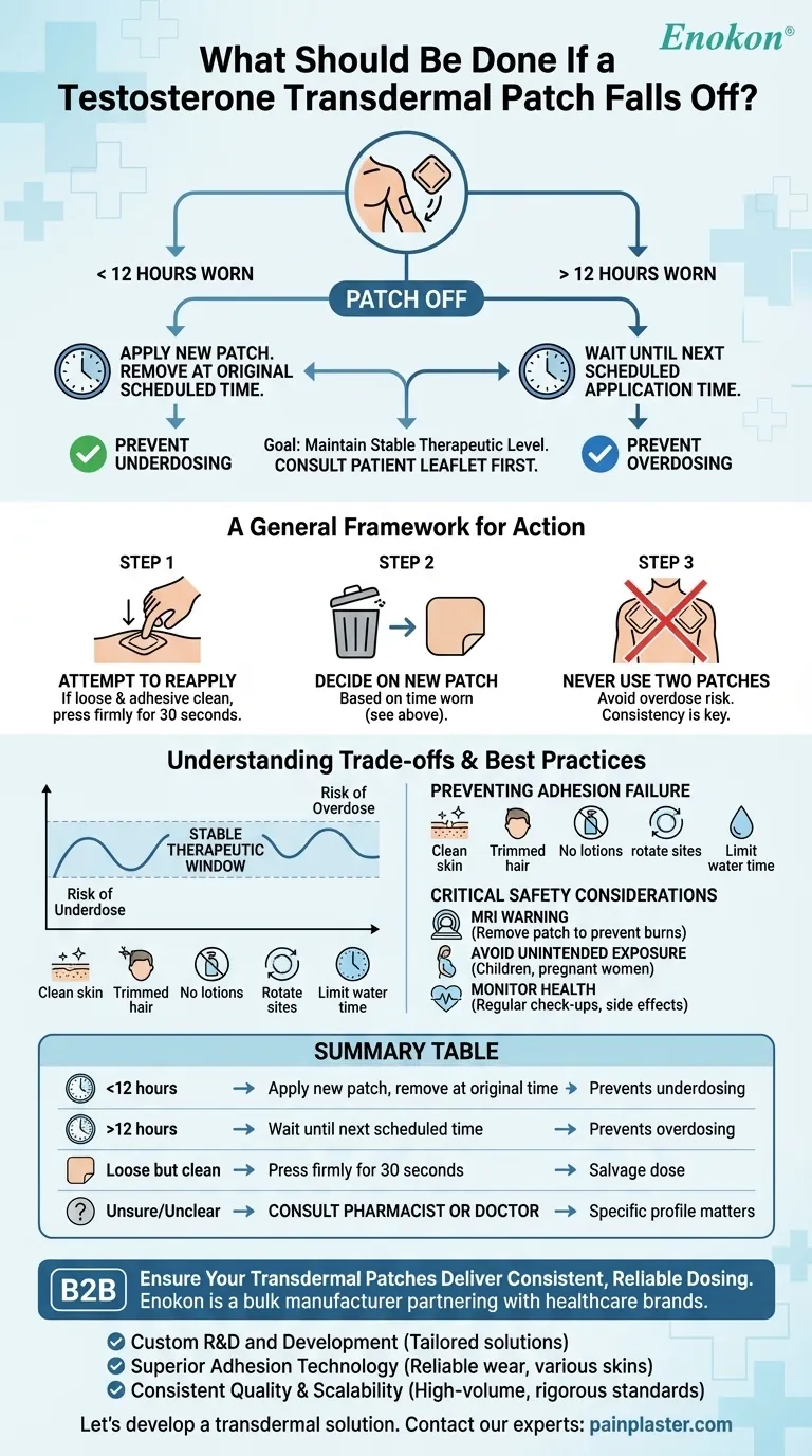 What should be done if a testosterone transdermal patch falls off? A Guide to Safe and Effective Management Visual Guide