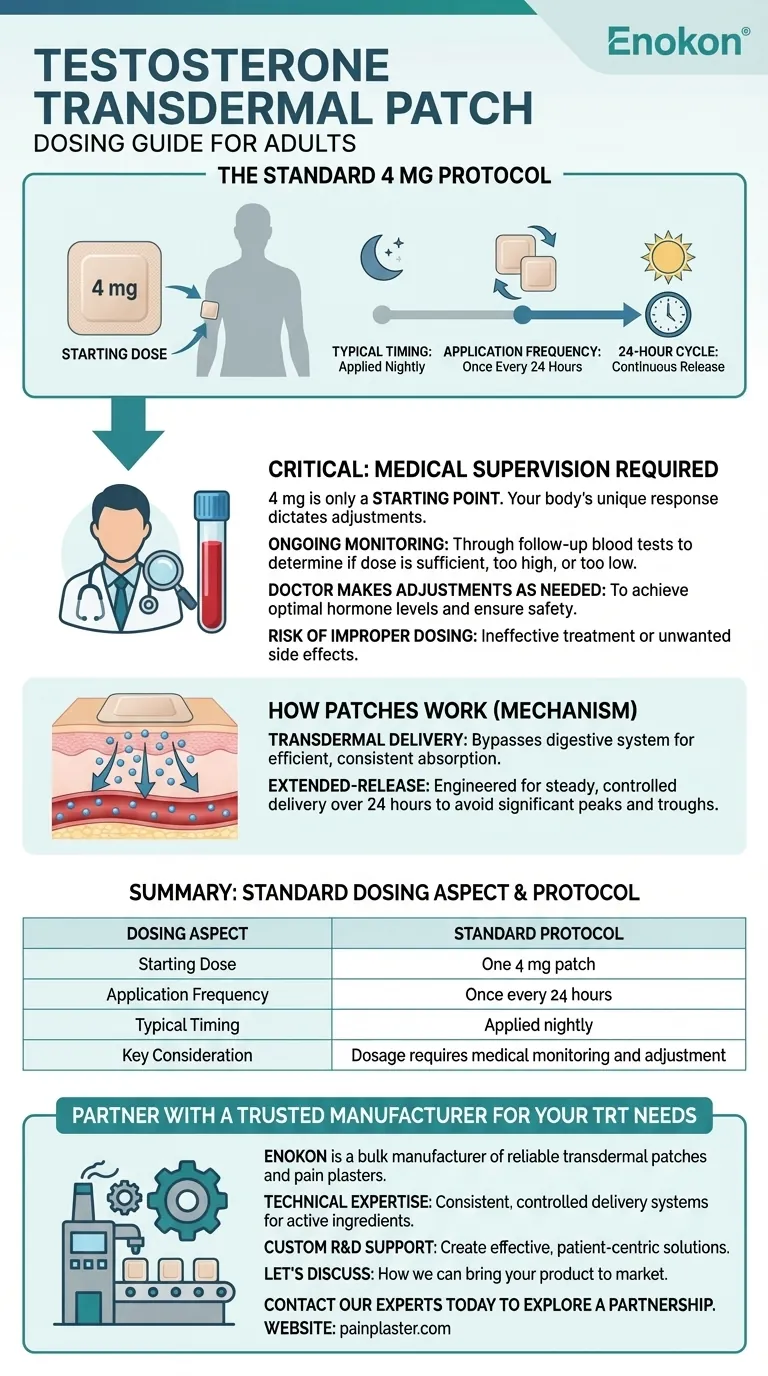 성인의 테스토스테론 경피 패치의 일반적인 복용량은 어떻게 되나요?복용량 지침 및 모범 사례 시각적 가이드