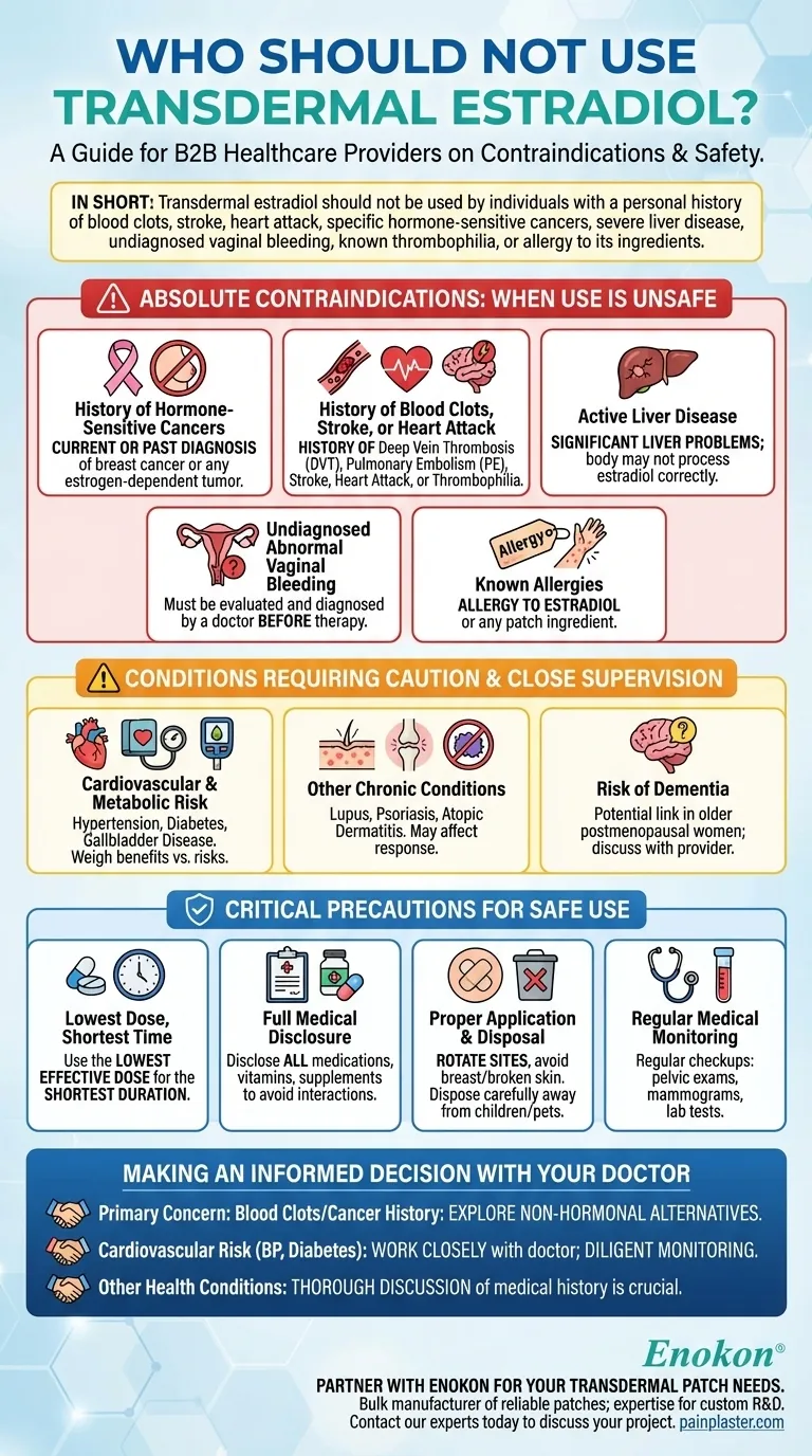 Quem não deve utilizar estradiol transdérmico?Principais contra-indicações para uma terapia hormonal segura Guia Visual