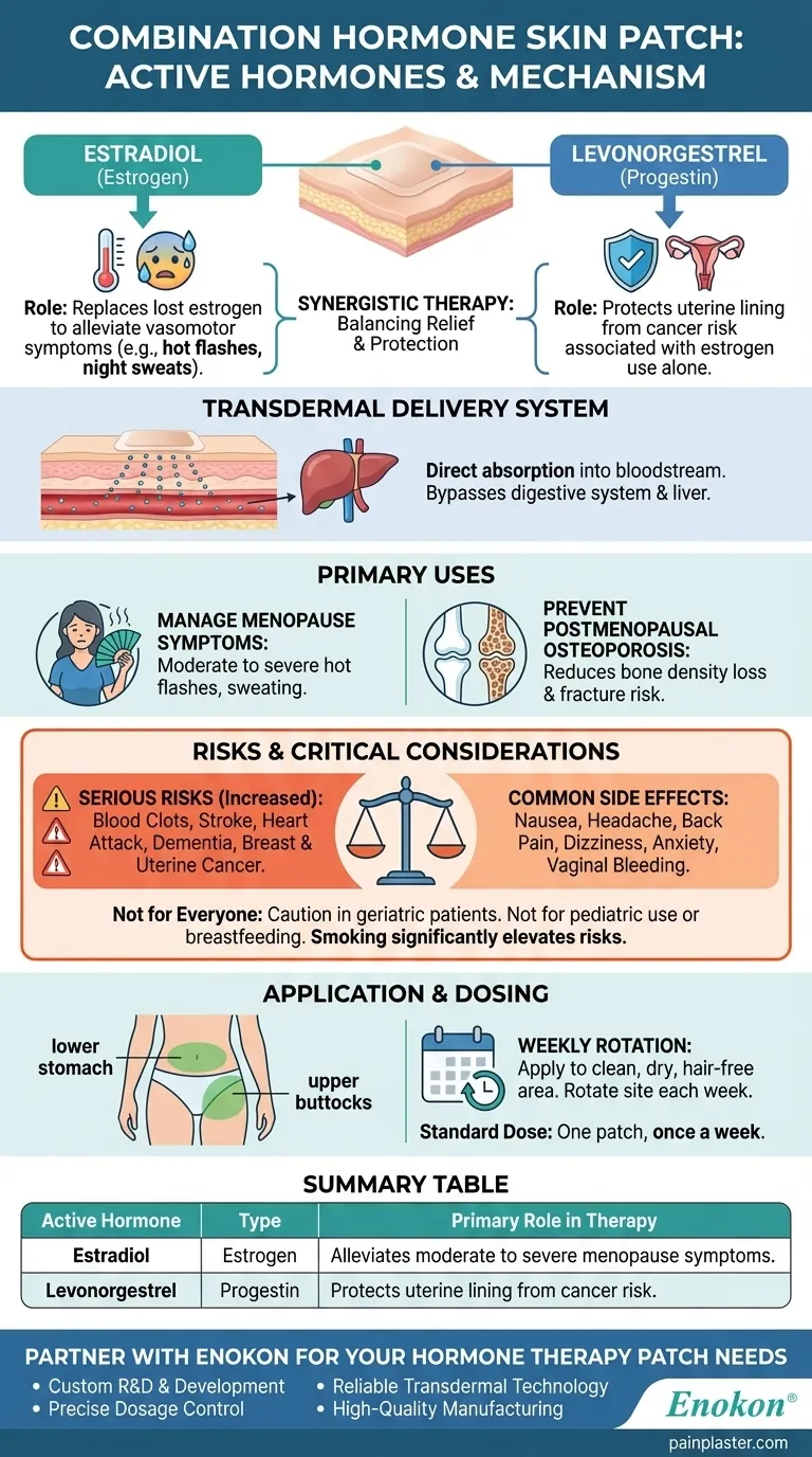 Quais são as hormonas activas no penso cutâneo combinado de estradiol e levonorgestrel?Principais benefícios e segurança Guia Visual