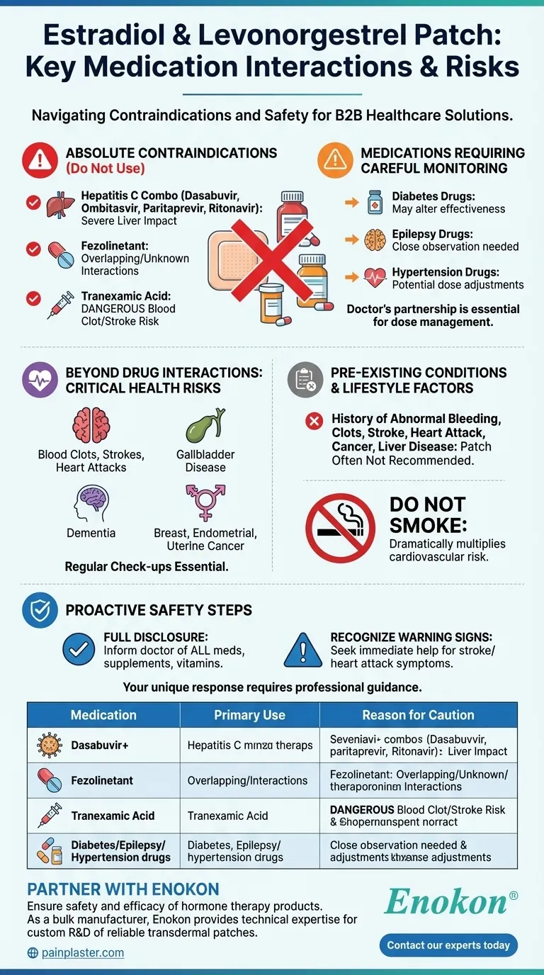 What medications should not be used with the estradiol and levonorgestrel patch? Avoid Serious Health Risks Visual Guide
