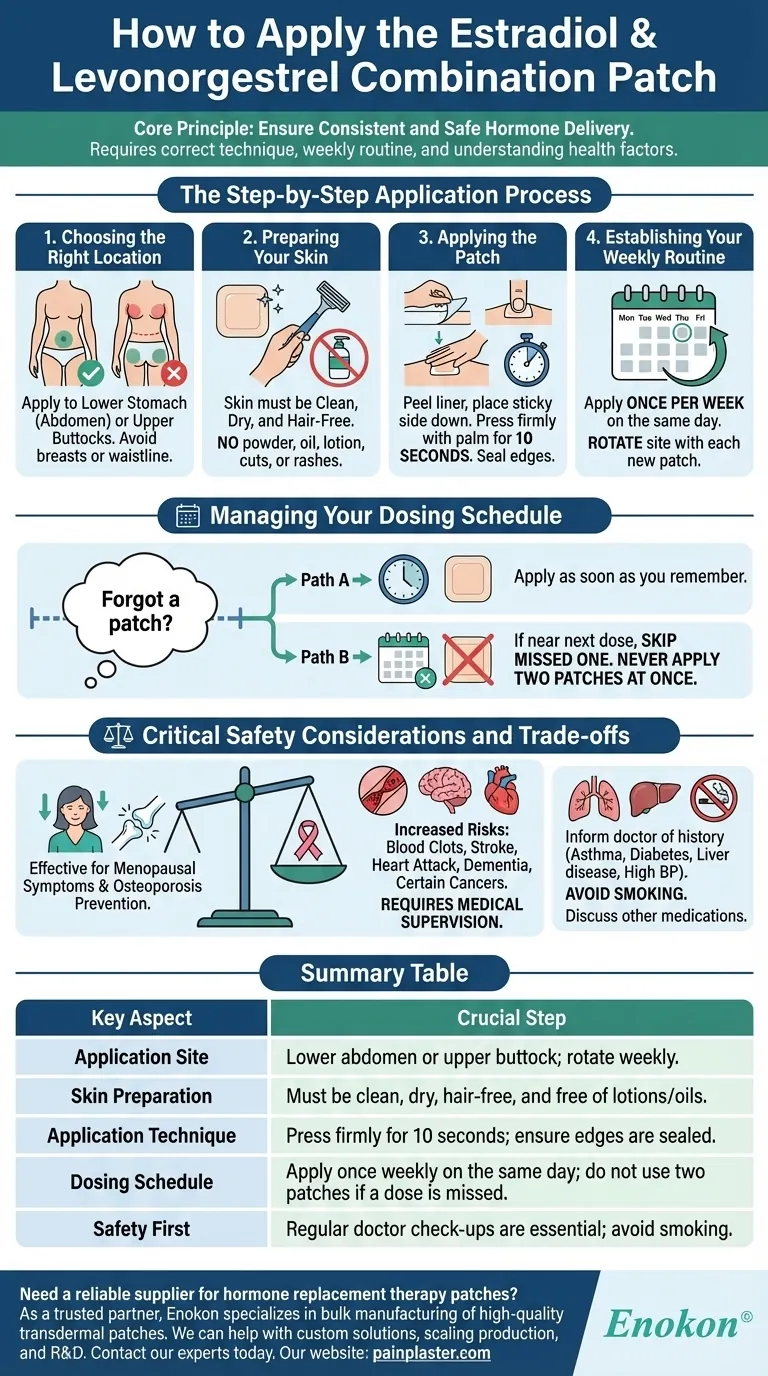 エストラジオールとレボノルゲストレル配合皮膚パッチはどのように貼付すればよいですか？安全な使用のための専門家ガイド ビジュアルガイド
