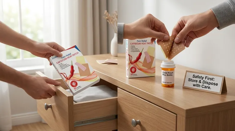 エストラジオールおよびレボノルゲストレル配合皮膚パッチはどのように保管・廃棄すべきですか?安全で効果的な使用の確保