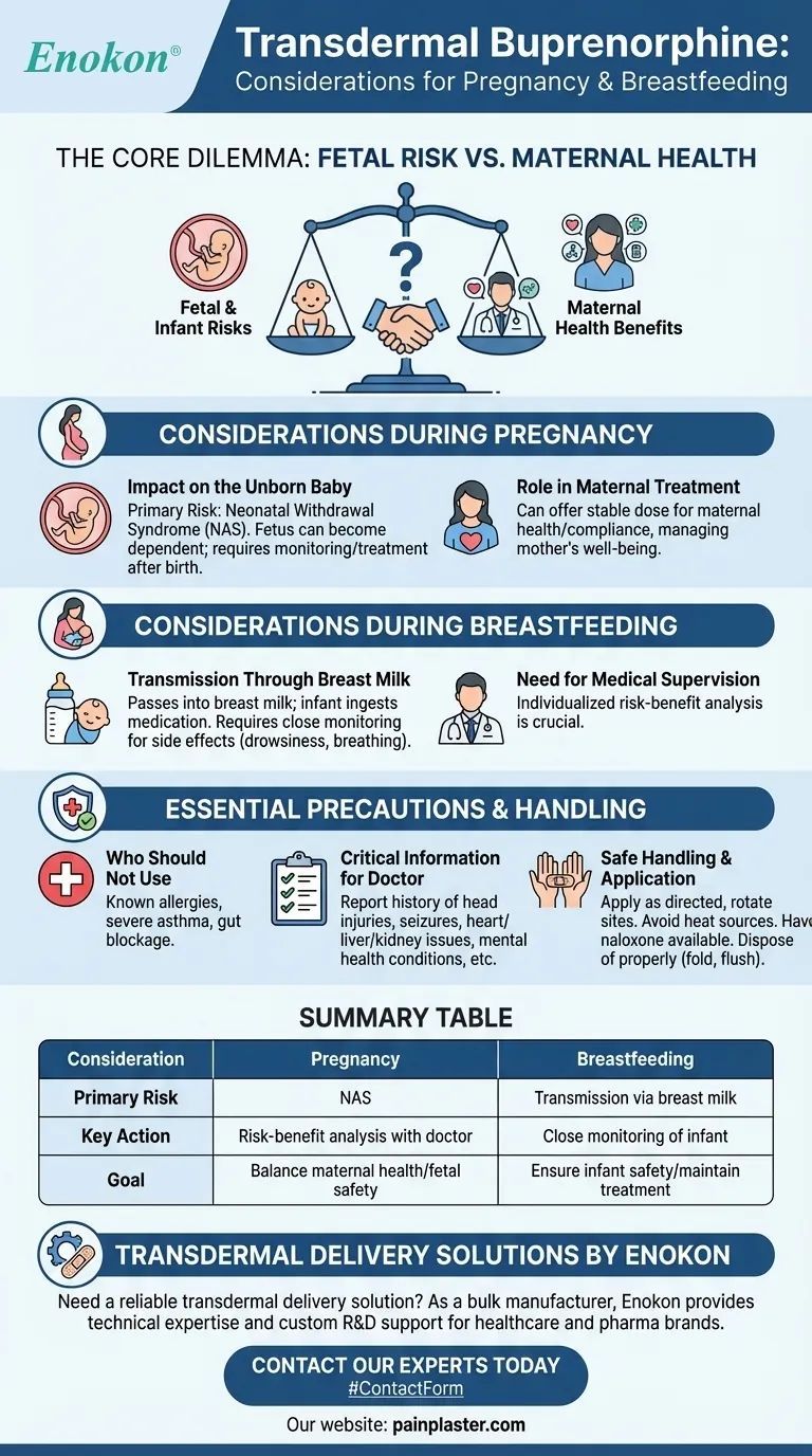 Quais são as considerações relativas à utilização de buprenorfina transdérmica durante a gravidez e a amamentação?Guia de segurança Guia Visual