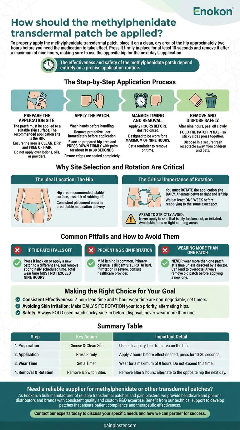 Como deve ser aplicado o adesivo transdérmico de metilfenidato?Assegurar uma utilização segura e eficaz Guia Visual
