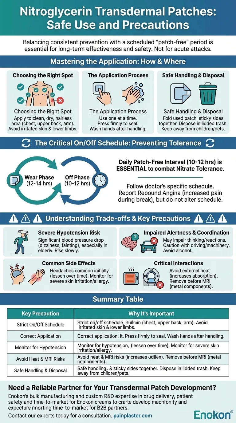 ما الاحتياطات التي يجب اتخاذها عند استخدام النتروجليسرين عبر الجلد؟نصائح السلامة الأساسية للمرضى دليل مرئي
